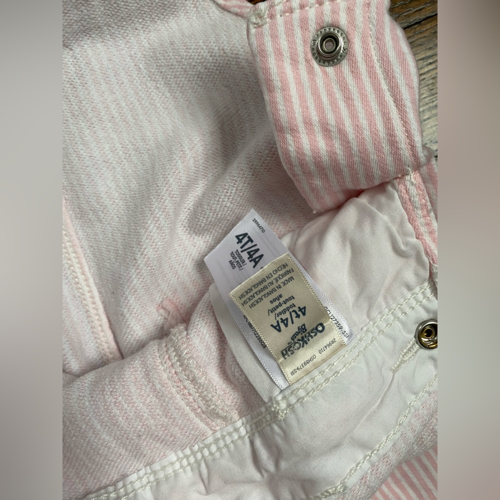 OshKosh B'gosh- toddler girl Overalls 4T pink stripe spring summer pinstripe - Picture 15 of 16